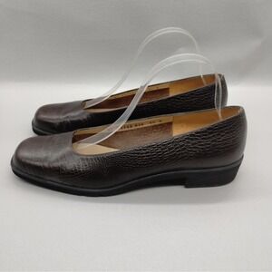 Salvatore Ferragamo Brown Leather Animal Print Slip On Shoes Womens Size 9.5 B